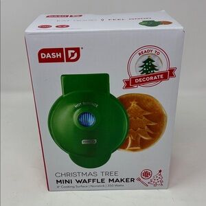 Dash Christmas Tree Electric Mini Waffle Maker, Non Stick